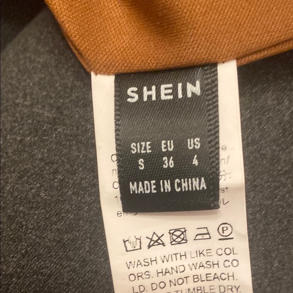 SHEIN Black and Brown Bodycon Long Sleeve Dress - Picture 3 of 3